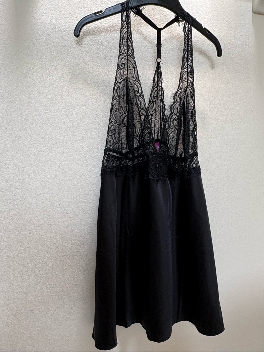 Adore Me Black Lace Halter Chemise